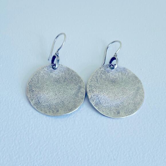 Silpada Hammered Disc Oxidized Sterling Silver Earrings French Wires - Picture 2 of 6